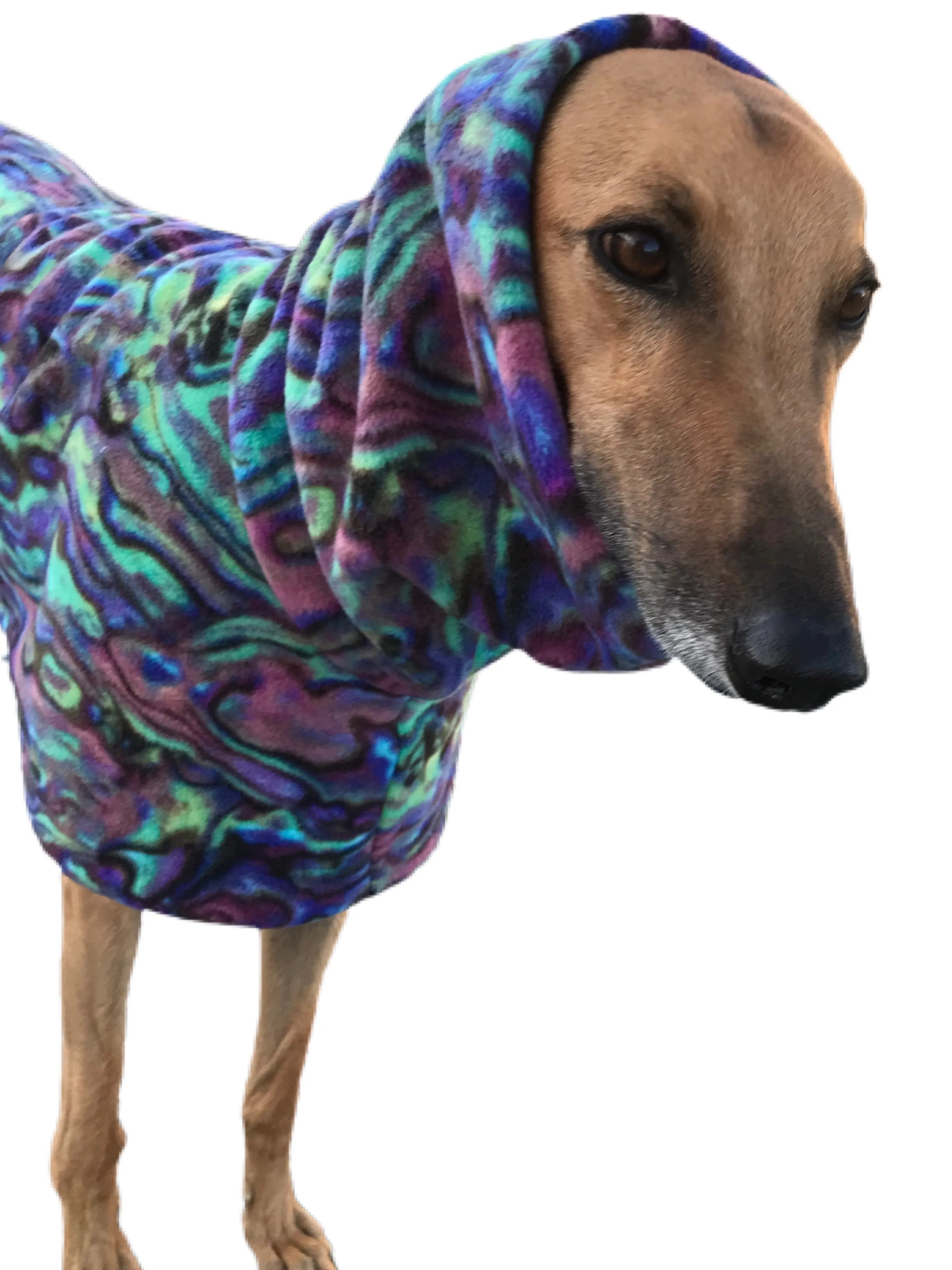 Paua shell greyhound coat deluxe style double polar fleece washable