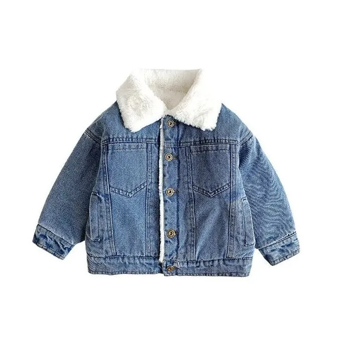 Plush Denim Patch Coat