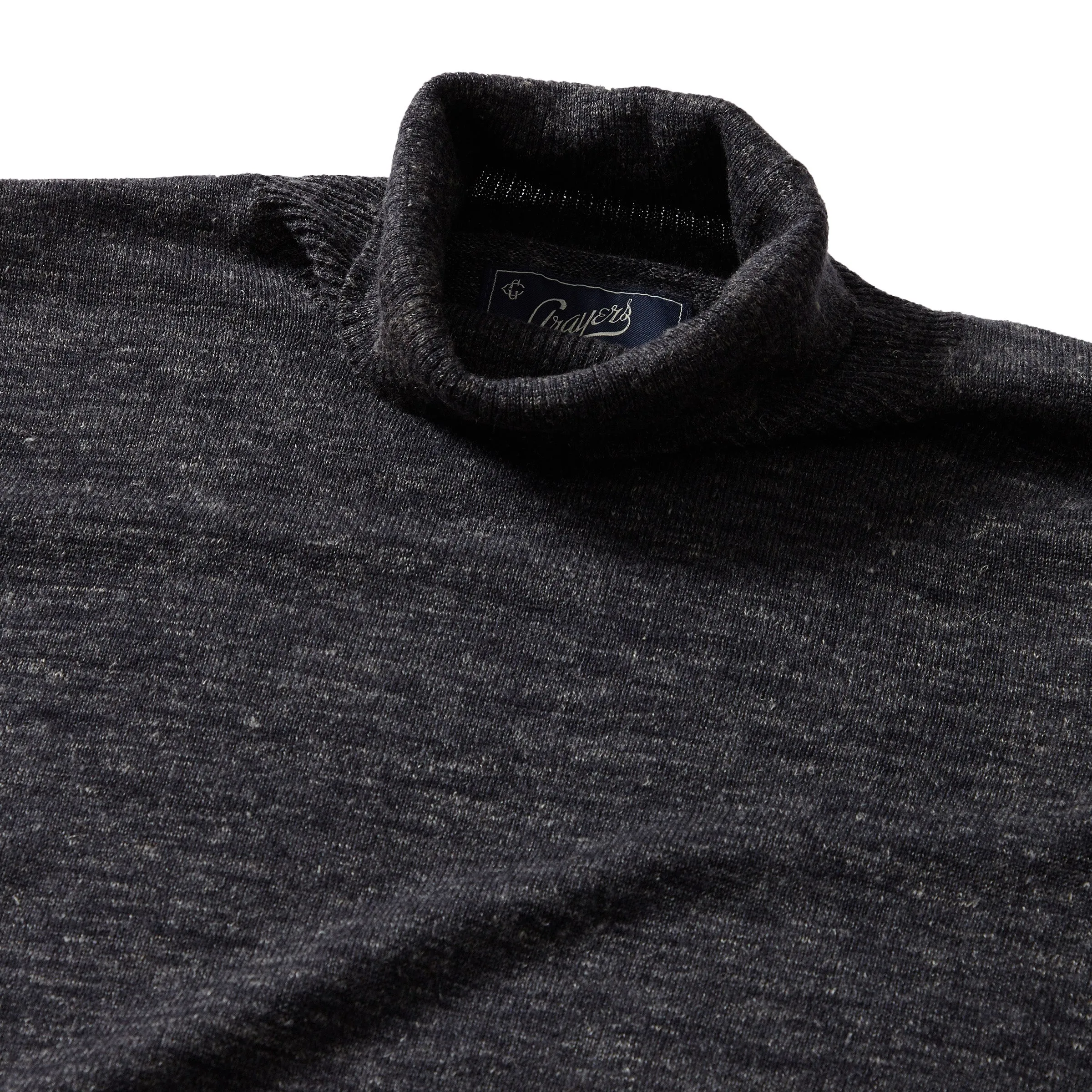 Smithfield Wool Linen Roll Neck - Charcoal