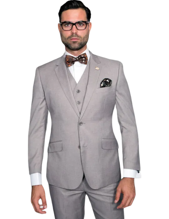 Statement Men's Wool Sliver Gray Tailored Fit Vested