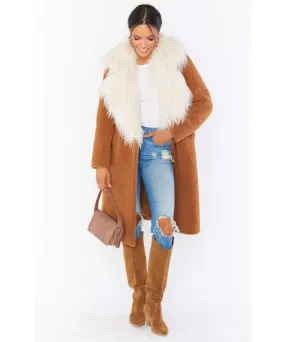 Stay Warm Jacket Mocha Faux Fur