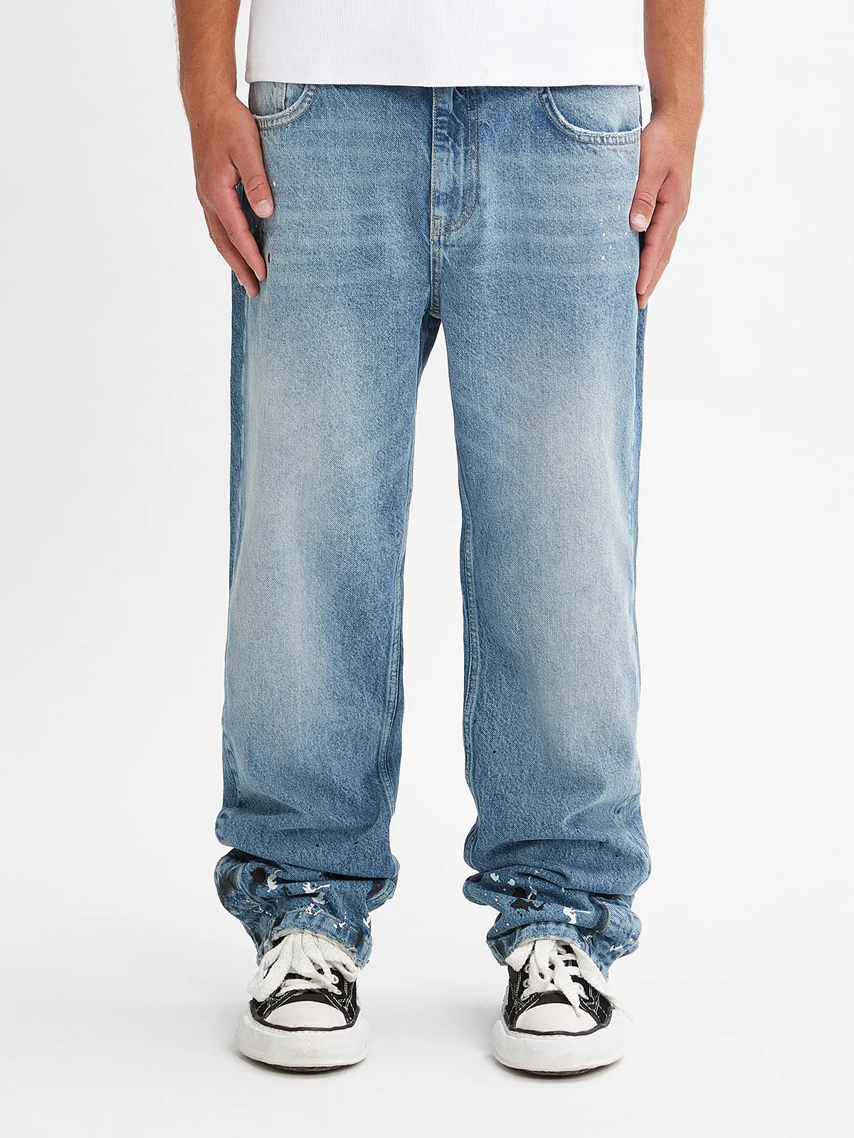 STRAIGHT SPLIT DENIM - WASHED BLUE