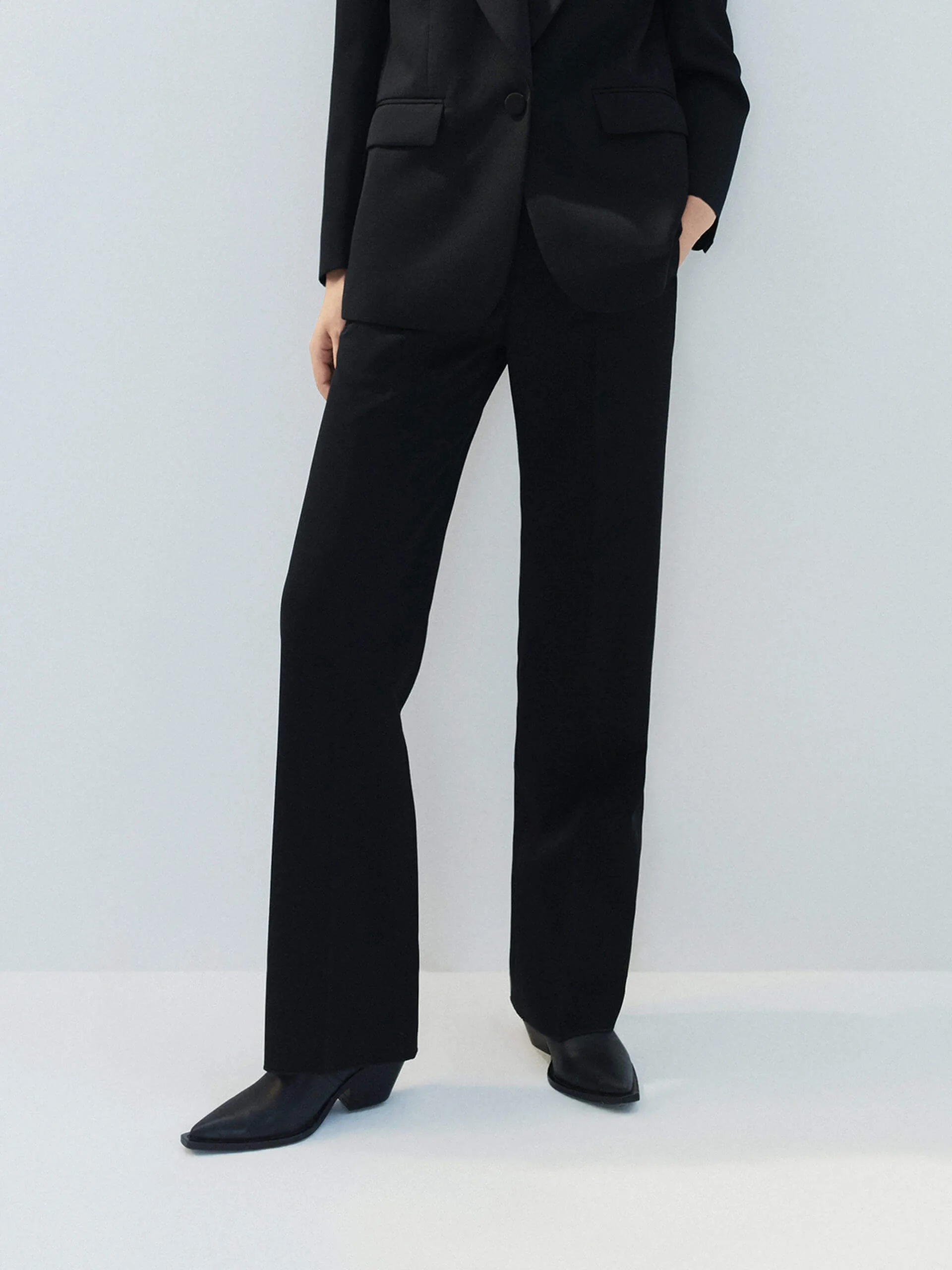 Tailored Straight Wool Pants