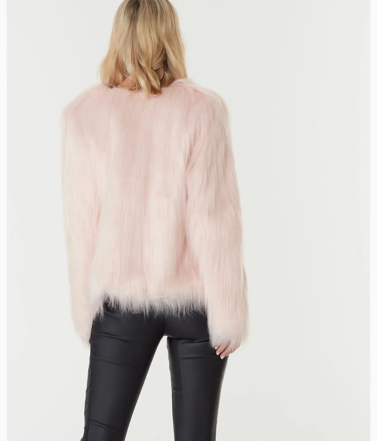 Tess soft pink faux fur jacket