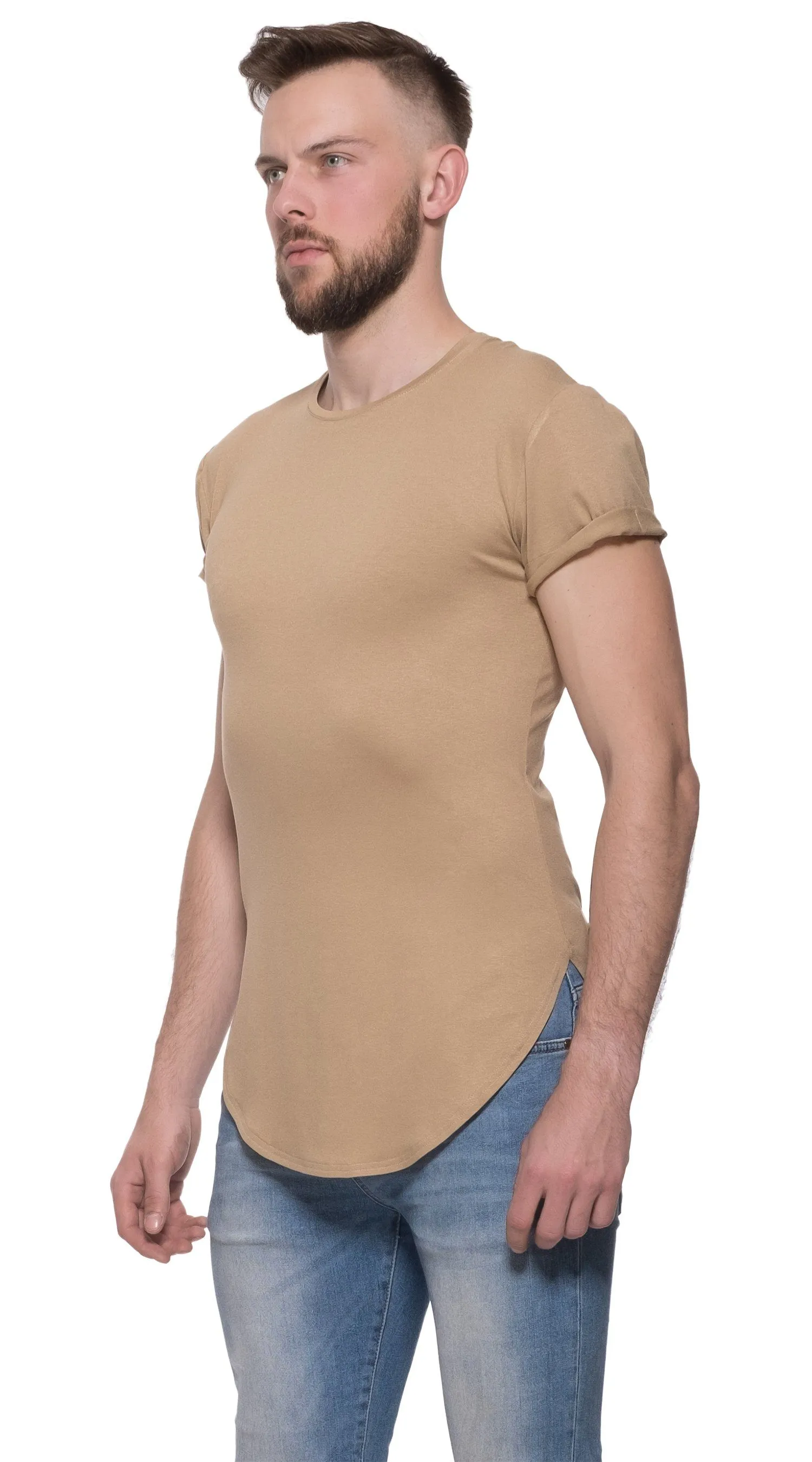 TheG Man Viscose Basic 1/2 Long Tee // camel