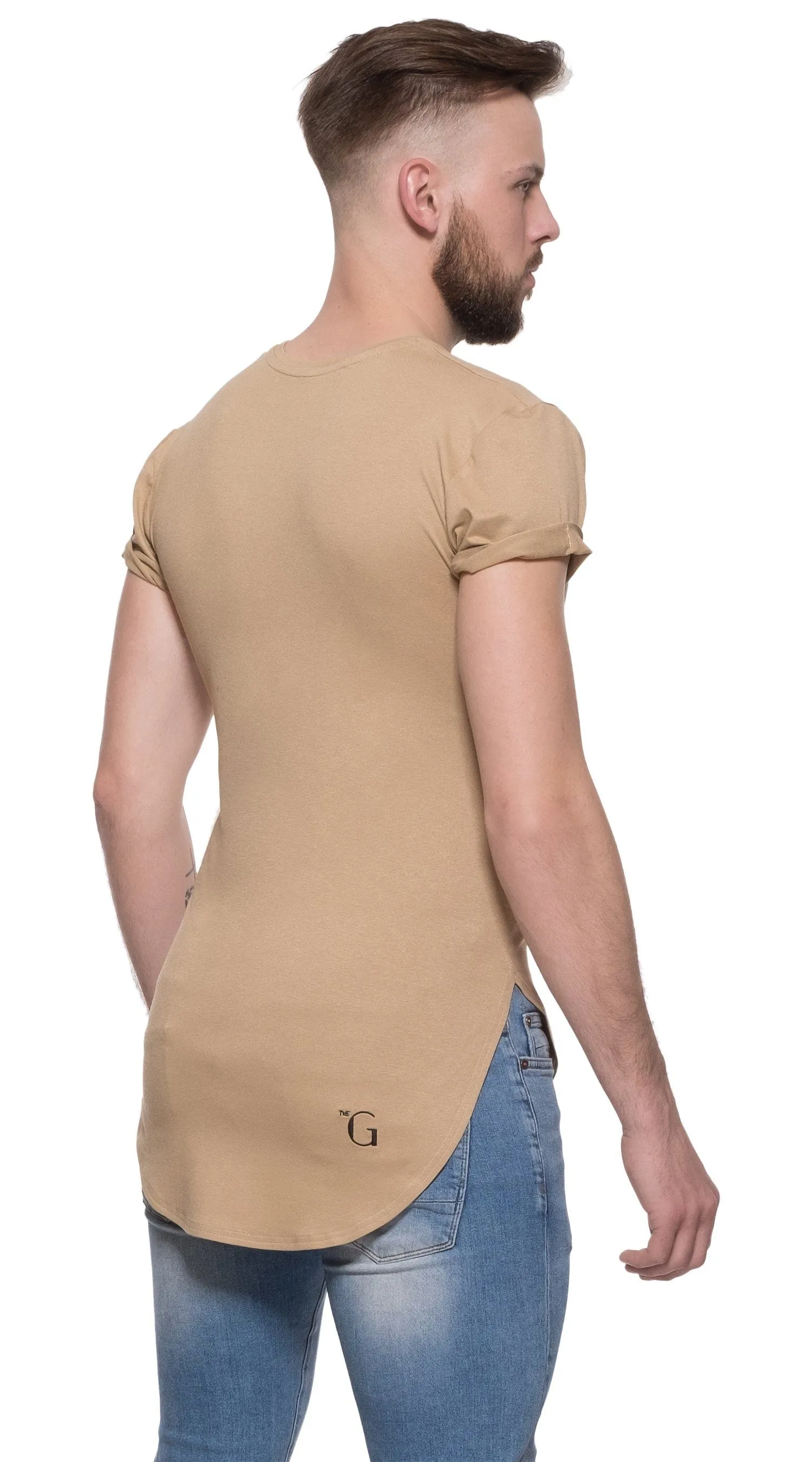 TheG Man Viscose Basic 1/2 Long Tee // camel