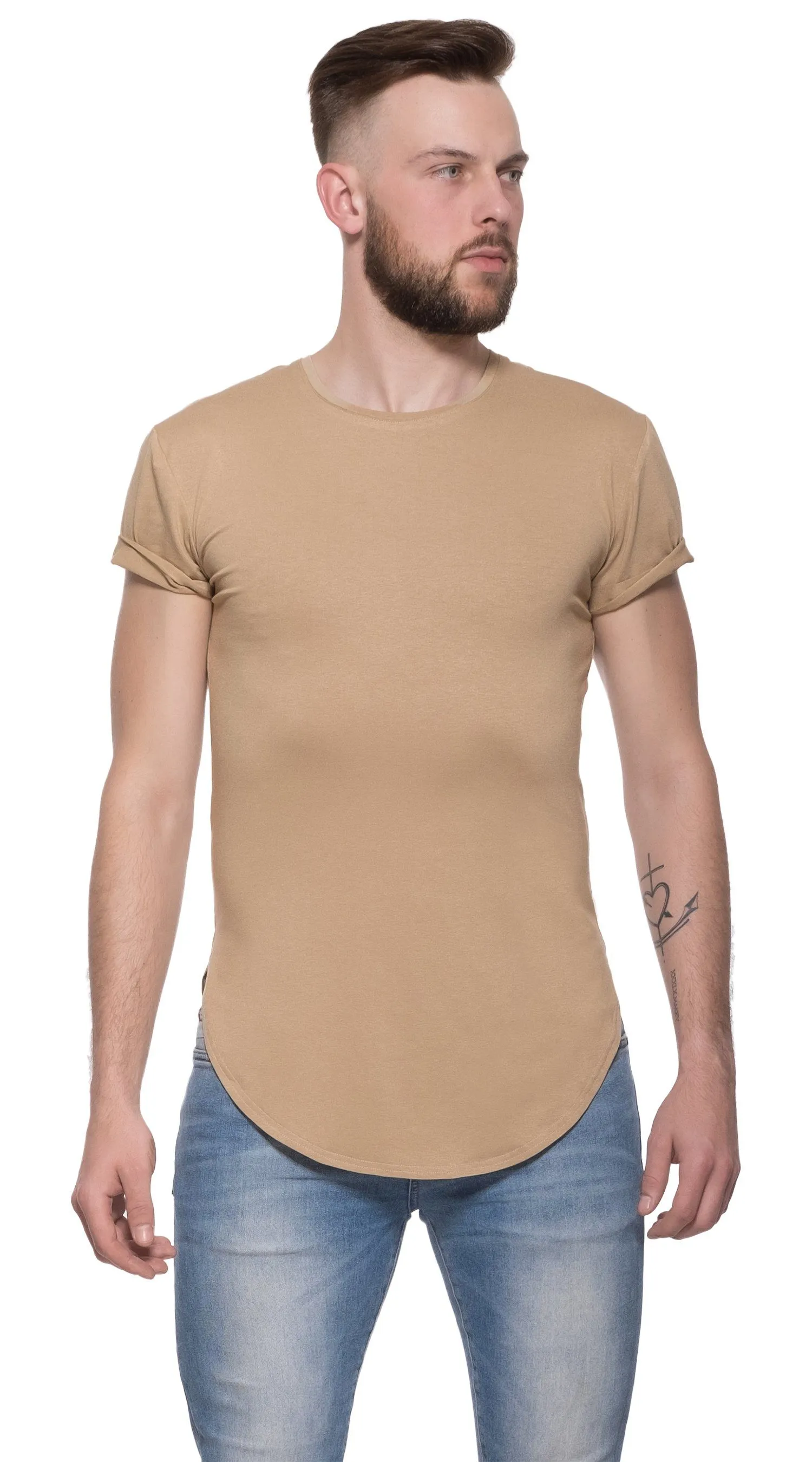 TheG Man Viscose Basic 1/2 Long Tee // camel