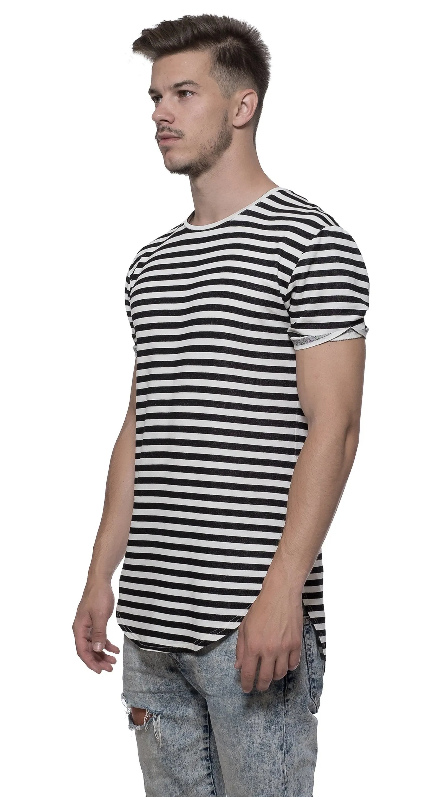 TheG Man Viscose Basic 1/2 Long Tee // striped