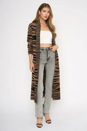 Tiger Print Maxi Cardigan