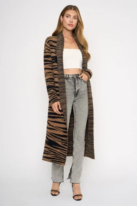 Tiger Print Maxi Cardigan