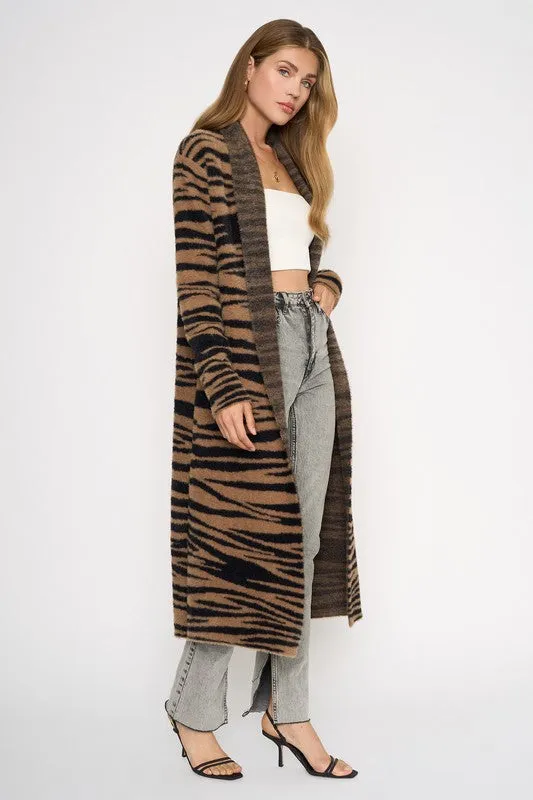 Tiger Print Maxi Cardigan