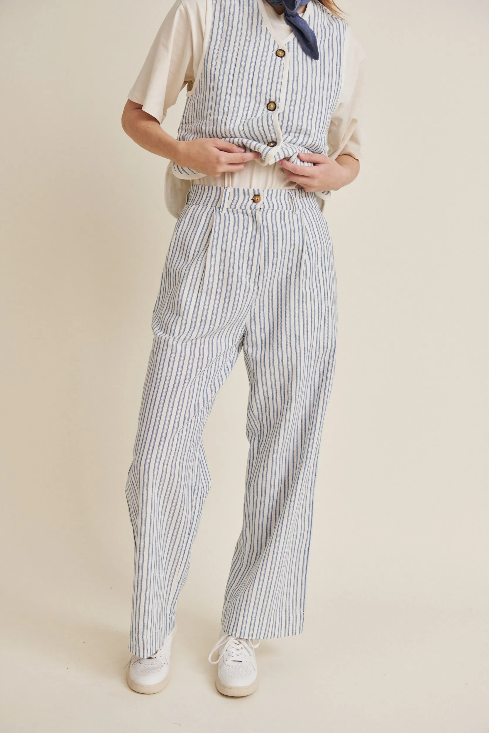 Trudie Pants - Birch / Classic blue