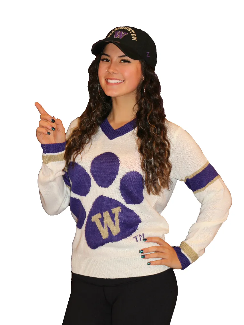 UW White Paw Logo Tribute Sweater (UNISEX SIZING)