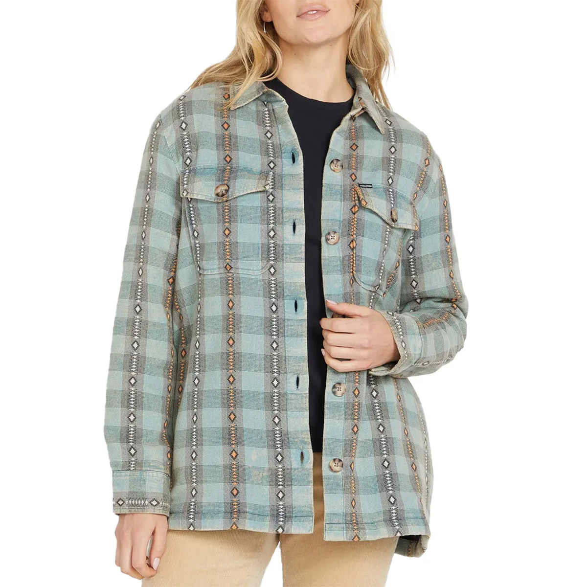 Volcom Women's Polar Boobear Flannel Shirt Jacket