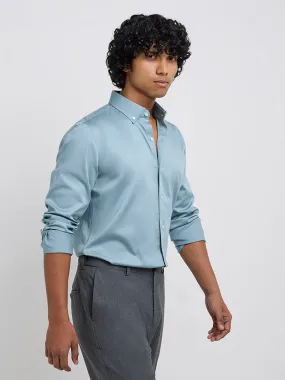 WES Formals Sage Slim-Fit Cotton Blend Shirt