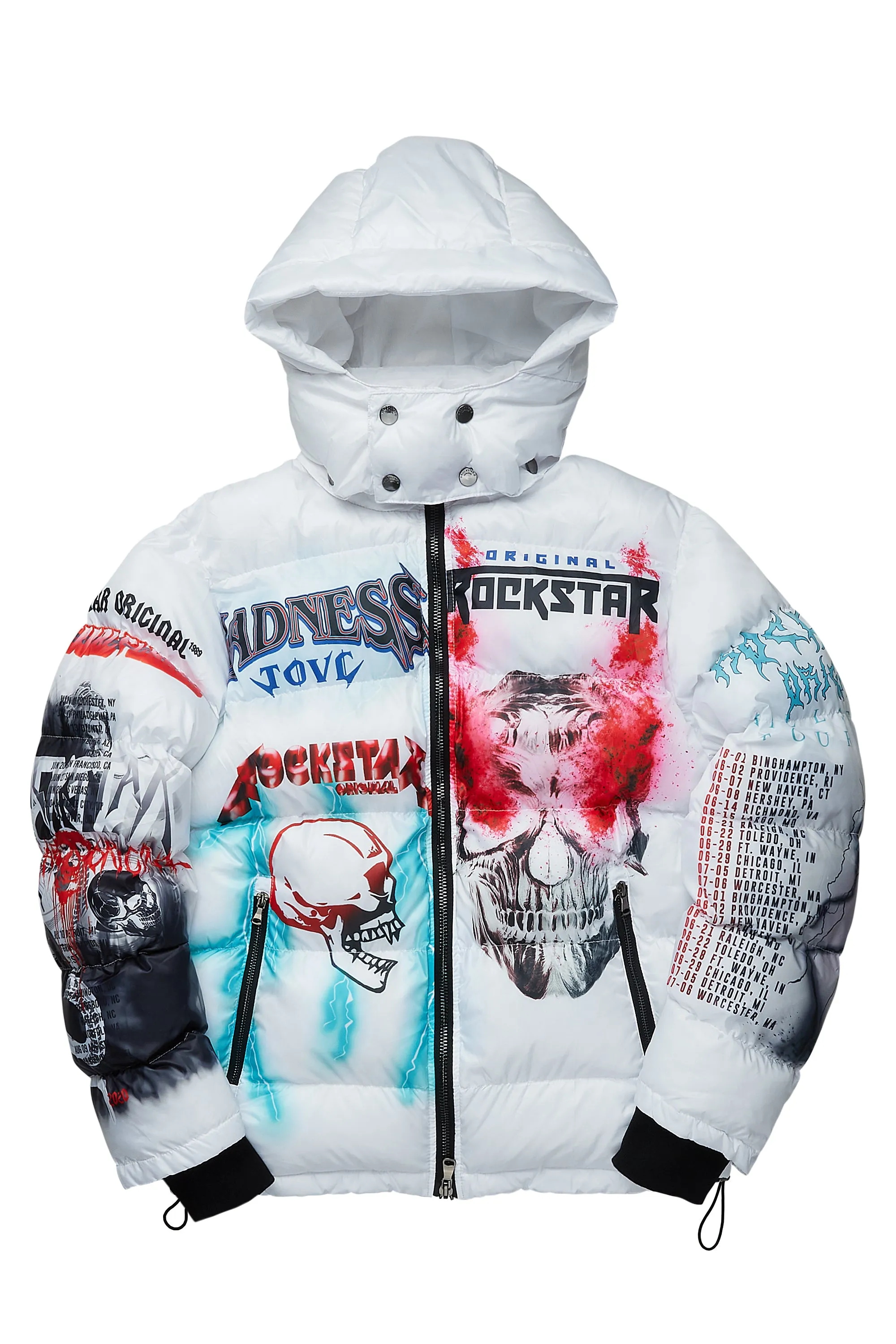 White Nash Graphic Print Puffer Jacket