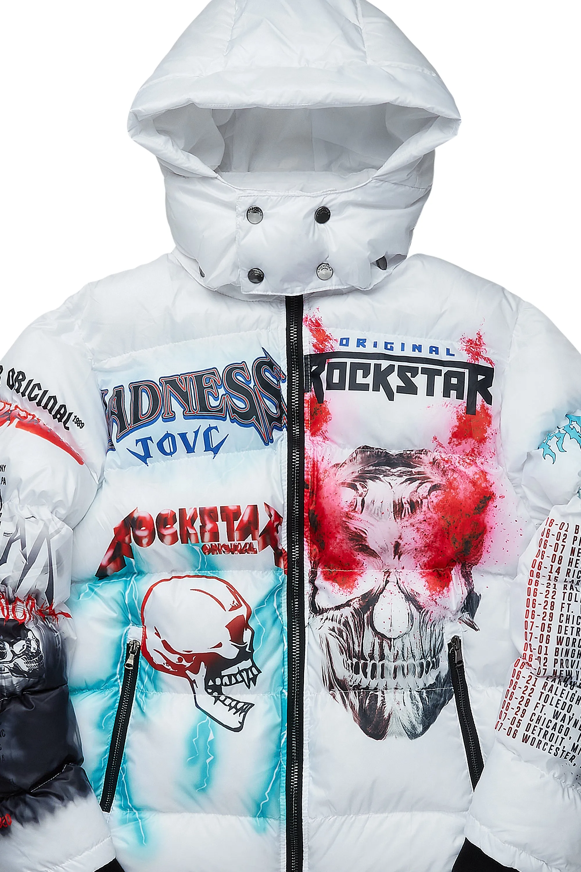 White Nash Graphic Print Puffer Jacket