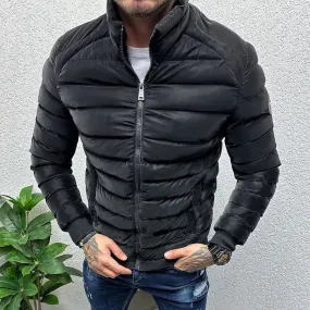 Wiaofellas Winter Lightweight Men's Padded Jackets Autumn Stand Collar Zipper Warm Cotton Coats Streetwear Male Casual Long Sleeve Outwear