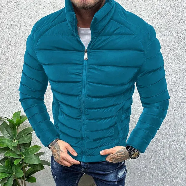 Wiaofellas Winter Lightweight Men's Padded Jackets Autumn Stand Collar Zipper Warm Cotton Coats Streetwear Male Casual Long Sleeve Outwear