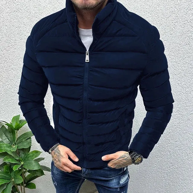 Wiaofellas Winter Lightweight Men's Padded Jackets Autumn Stand Collar Zipper Warm Cotton Coats Streetwear Male Casual Long Sleeve Outwear