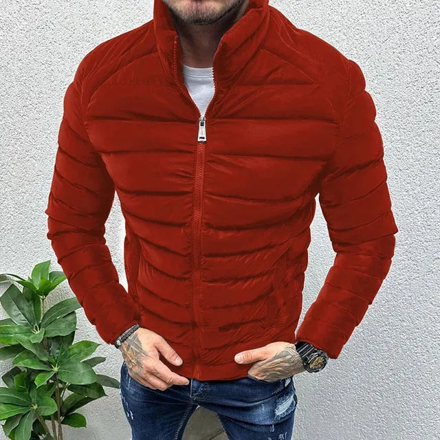 Wiaofellas Winter Lightweight Men's Padded Jackets Autumn Stand Collar Zipper Warm Cotton Coats Streetwear Male Casual Long Sleeve Outwear