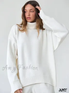 Women Autumn Winter Thick Warm Pullover Top Oversized Casual Loose Knitted Sweater