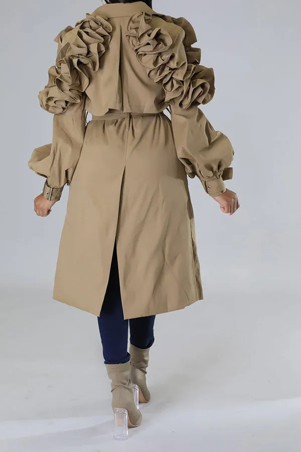 xiangtuibao Stringy Selvedge Design Pretty Belted Trench Coat