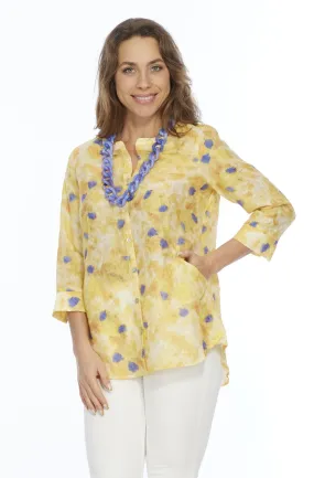 Yellow Mandarin Collar Tunic Blouse HONEY | LIOR